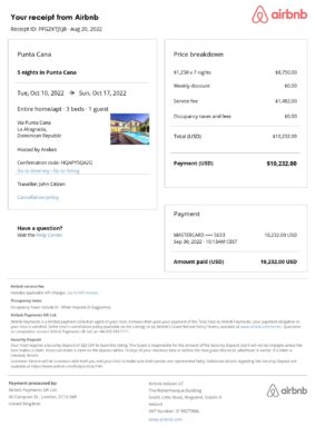 Editable Dominican Republic Hotel Booking Form Template | Fillable PDF