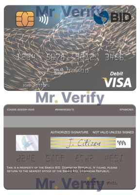 Editable Dominican Republic Banco BID visa debit card Templates in PSD Format