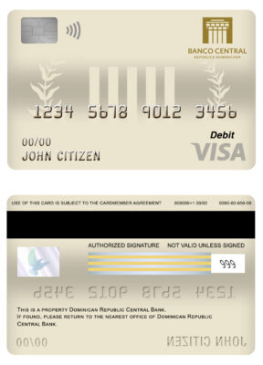 Editable Dominican Republic Central bank Of the Dominican Republic visa card debit card Templates