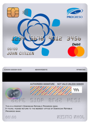 Fillable Dominican Republic Progreso bank mastercard debit card Templates