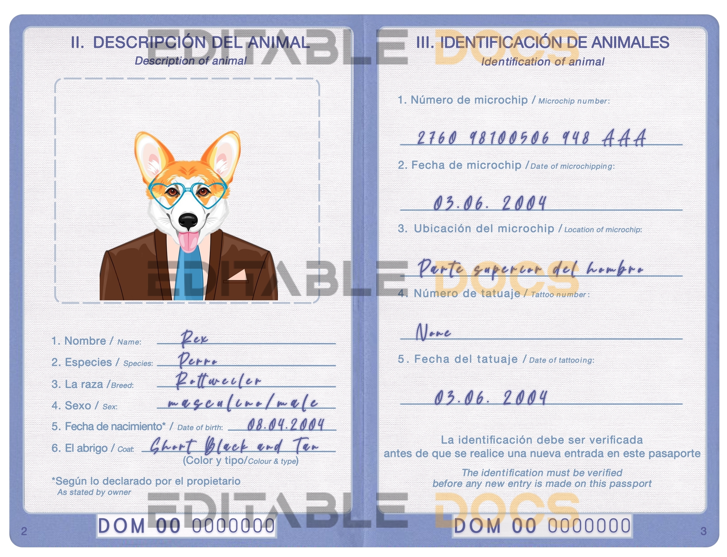 Dominican Republic dog Fake PSD Passport | Instant Download