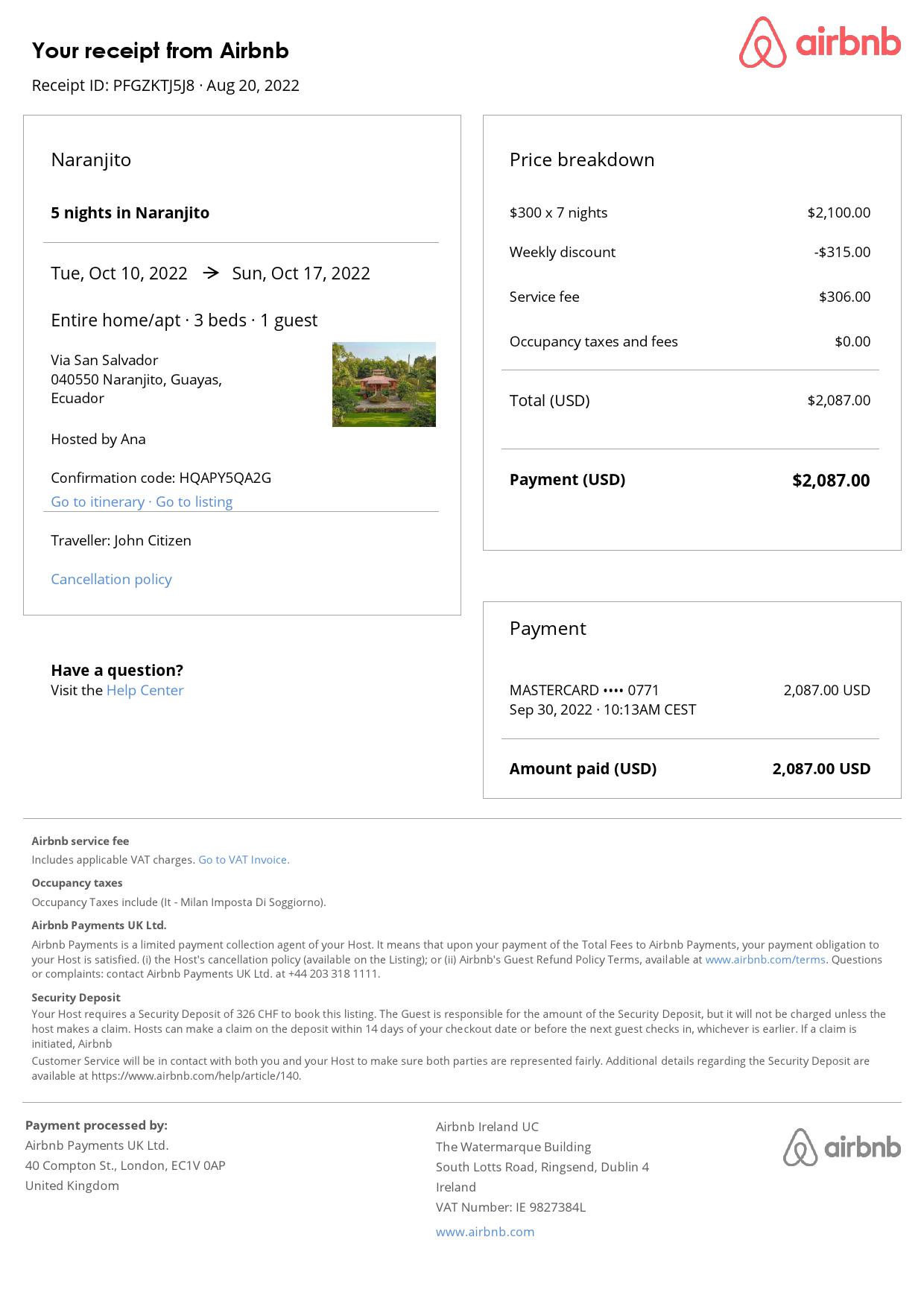 Editable Ecuador Hotel Booking Form Template | Fillable PDF