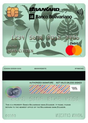 Fillable Ecuador Banco Bolivariano mastercard debit card Templates