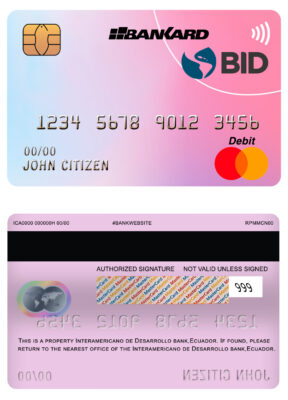Fillable Ecuador Banco Interamericano de Desarrollo BID bank mastercard debit card Templates