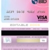 Editable Ecuador Banco Interamericano de Desarrollo BID bank visa signature card Templates in PSD Format