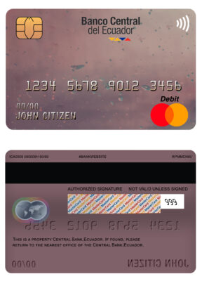 Fillable Ecuador Central Bank mastercard debit card Templates | Layer-Based PSD