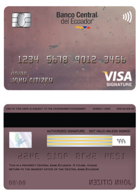 Editable Ecuador Central Bank visa signature card Templates