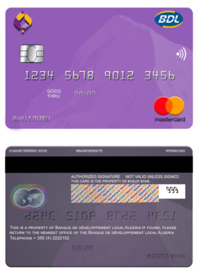 Editable Algeria Banque de developement mastercard Templates in PSD Format