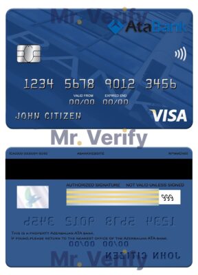 Editable Azerbaijan ATA bank visa credit card Templates in PSD Format