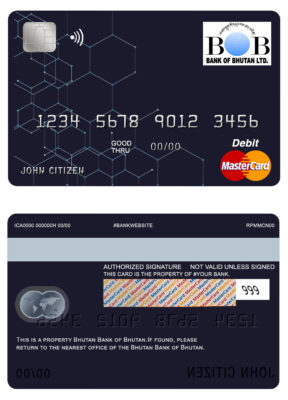 Editable Bhutan Bank of Bhutan mastercard debit card Templates