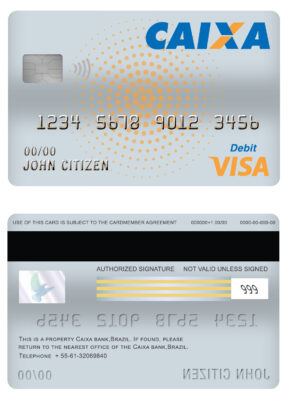 Editable Brazil Caixa bank visa card debit card Templates