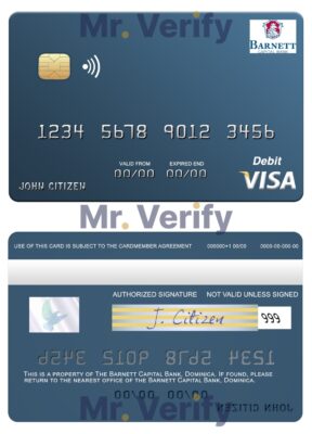 Editable Dominica Barnett Capital Bank visa debit card Templates in PSD Format
