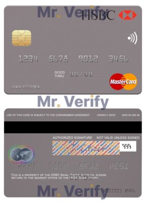 Editable Egypt HSBC Bank mastercard Templates in PSD Format