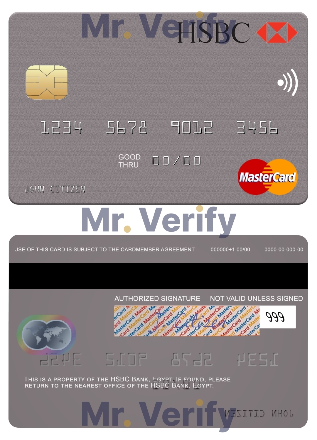 Editable Egypt HSBC Bank mastercard Templates in PSD Format