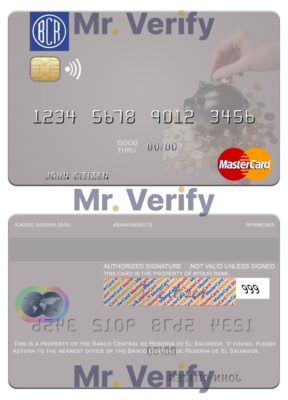 Editable El Salvador Banco Central de Reserva de El Salvador mastercard Templates in PSD Format