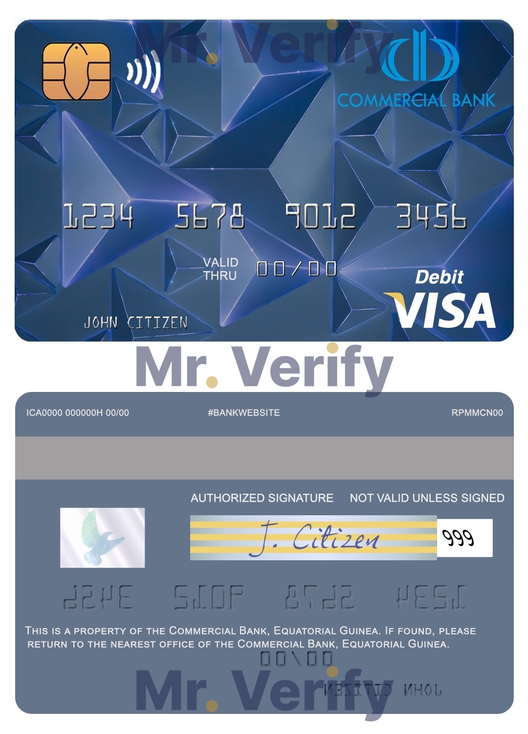 Editable Equatorial Guinea Commerical bank Guinee Equatoriale visa debit card Templates in PSD Format