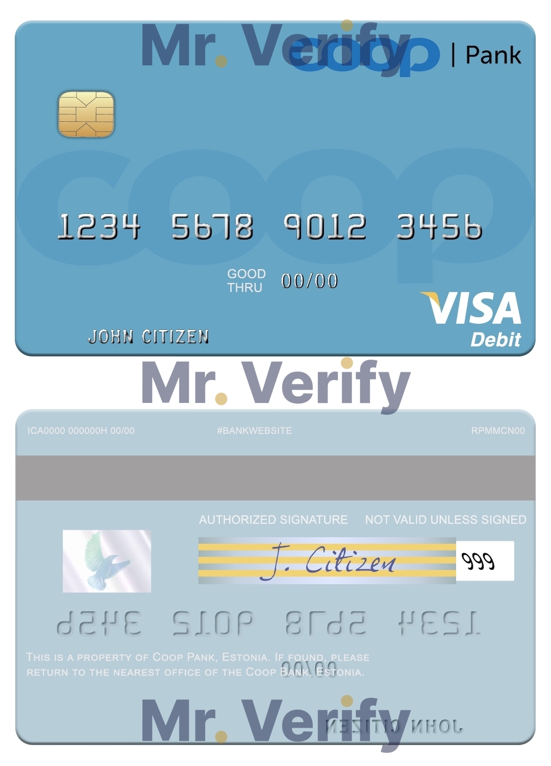 Editable Estonia Coop Pank visa debit credit card Templates in PSD Format