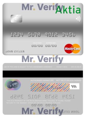 Editable Finland Aktia Savings Bank mastercard credit card Templates in PSD Format