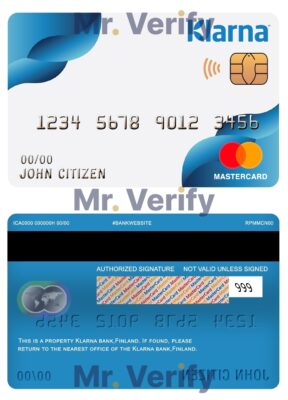 Editable Finland Klarna bank mastercard Templates in PSD Format
