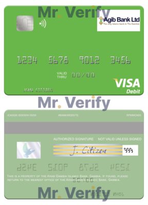 Editable Gambia Arab Gambia Islamic Bank visa debit card Templates in PSD Format