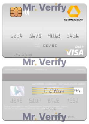 Editable Germany Commerz Bank visa debit card Templates in PSD Format