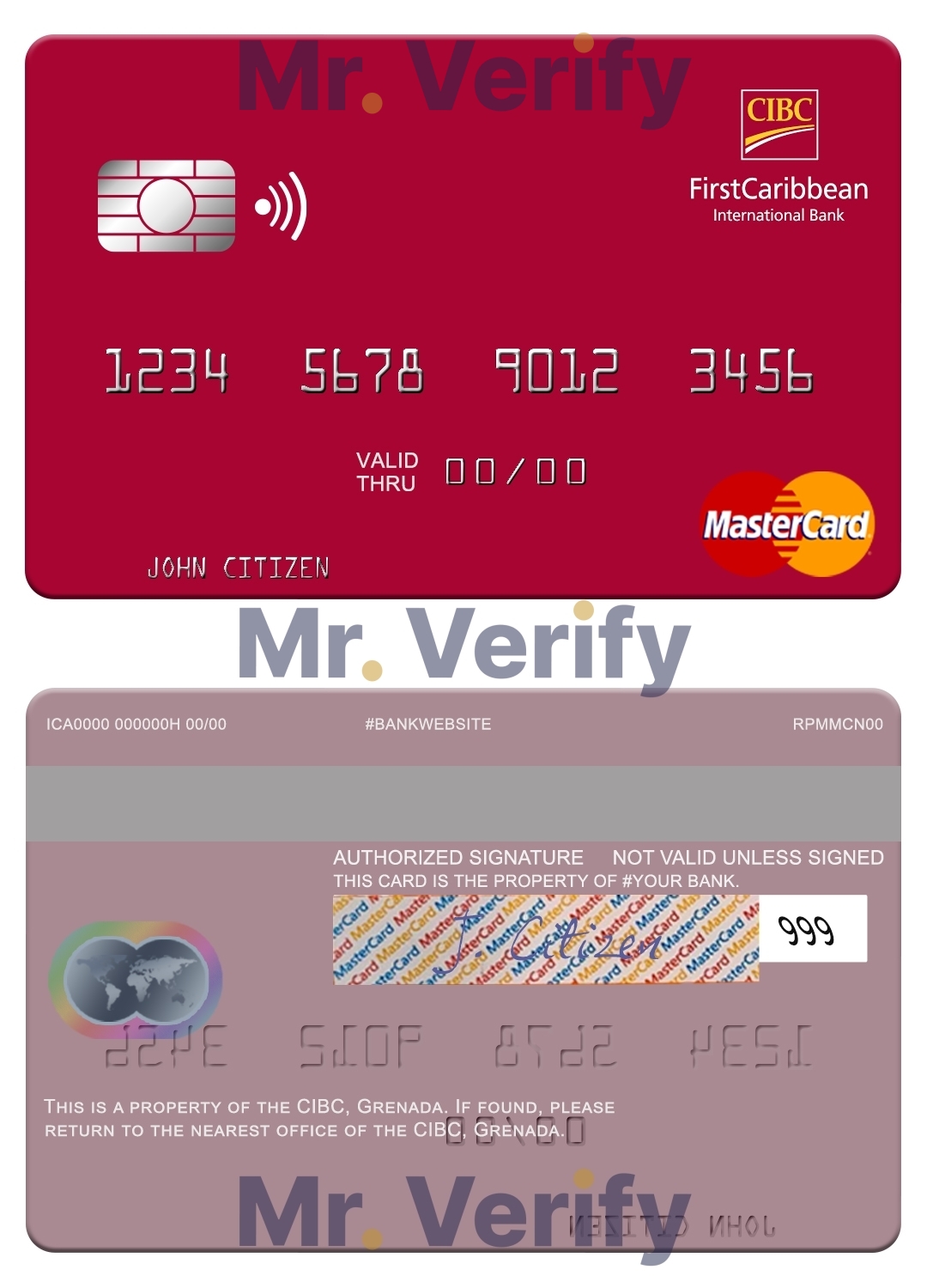 Editable Grenada CBIC mastercard Templates in PSD Format