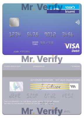 Editable Israel Bank Leumi visa card Templates in PSD Format