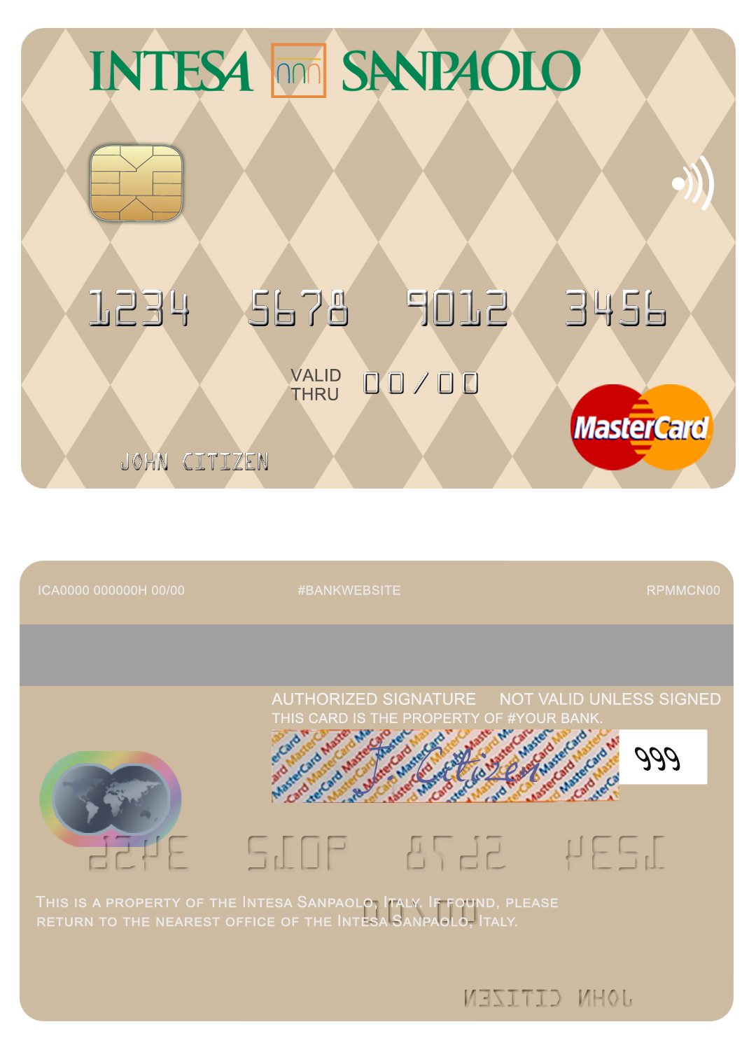 Editable Italy Intesa Sanpaolo mastercard Templates in PSD Format