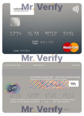 Editable Liechtenstein Valartis Bank mastercard Templates in PSD Format