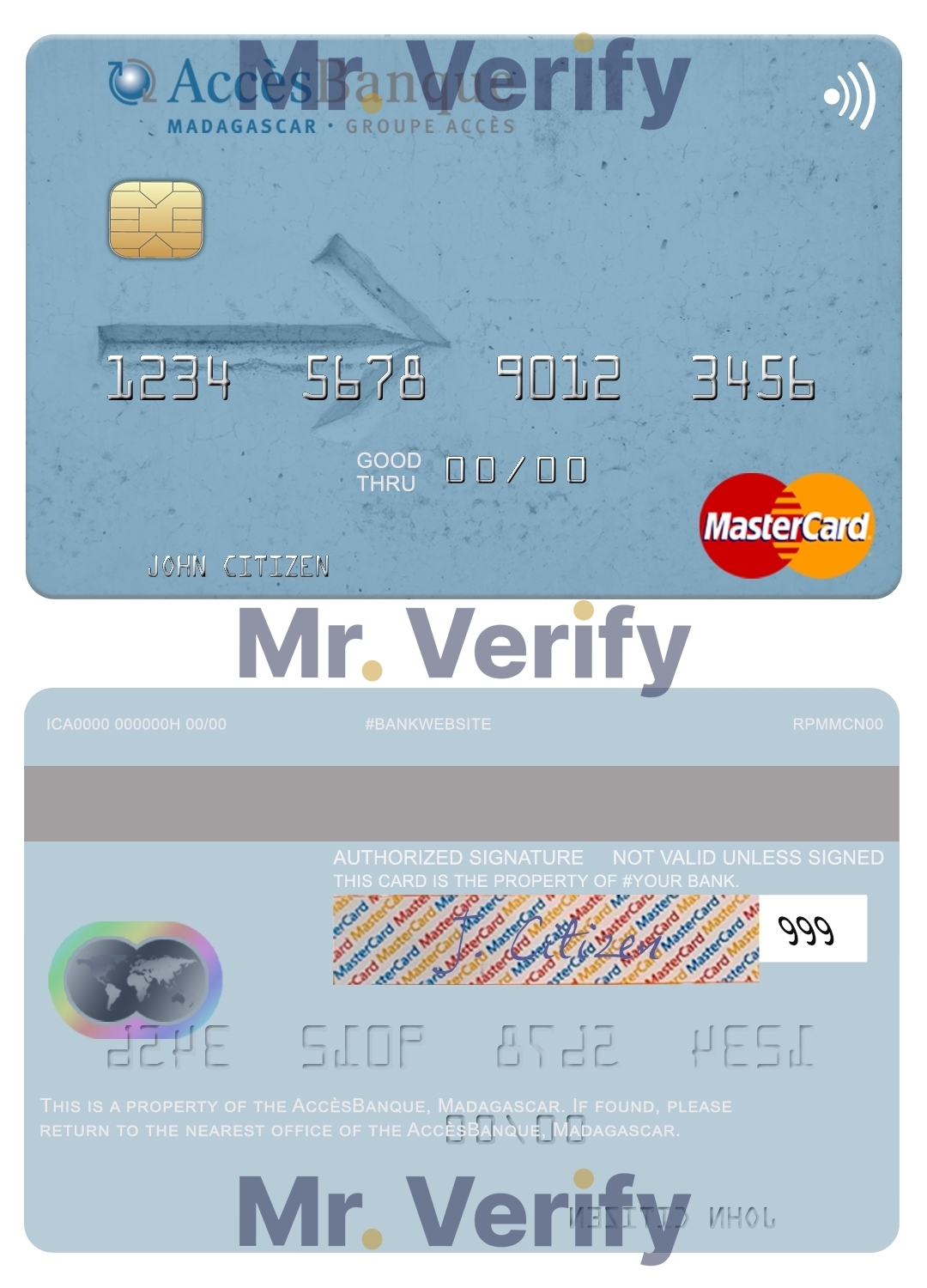Editable Madagascar AccèsBanque mastercard credit card Templates in PSD Format