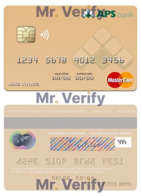 Editable Malta APS Bank Limited mastercard credit card Templates in PSD Format
