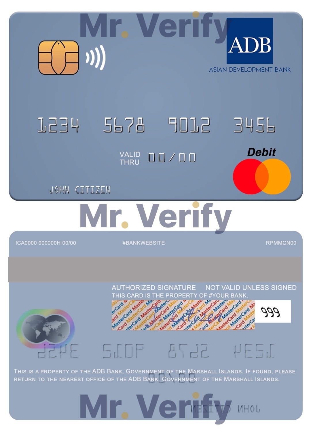 Editable Marshall Islands ADB Bank mastercard credit card Templates in PSD Format