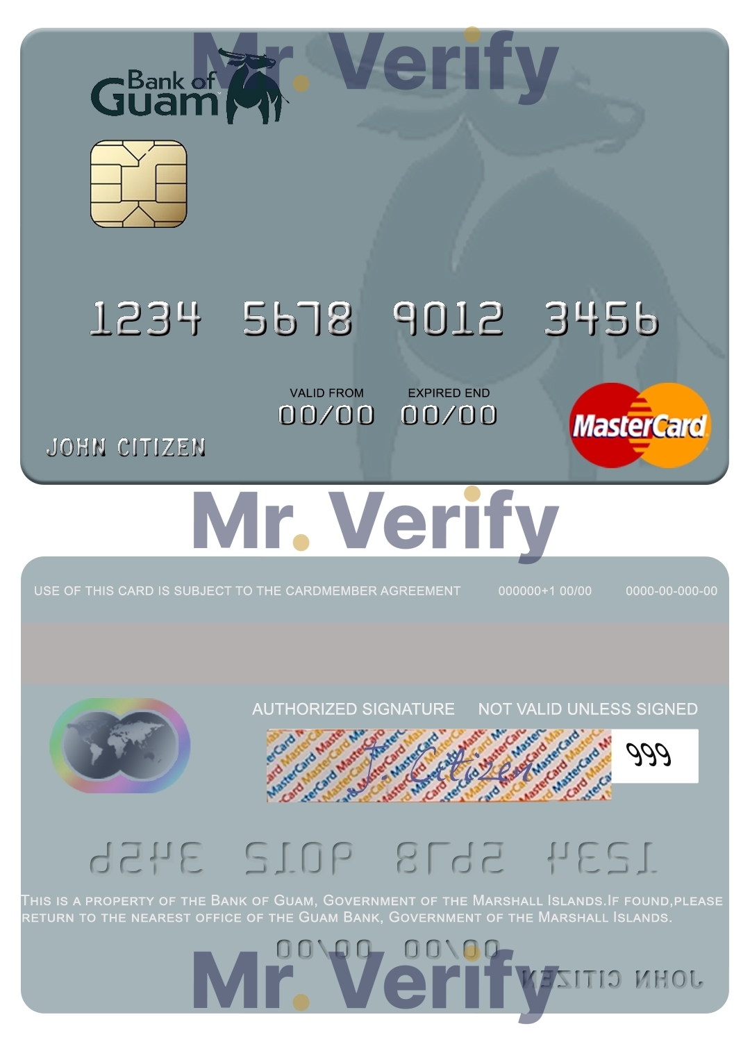 Editable Marshall Islands Bank of Guam mastercard Templates in PSD Format