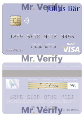 Editable Monaco Julius Bär & Co. AG bank visa debit card Templates in PSD Format