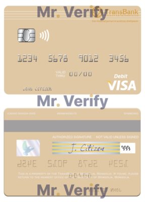 Editable Mongolia TransBank of Mongolia bank visa debit card Templates in PSD Format