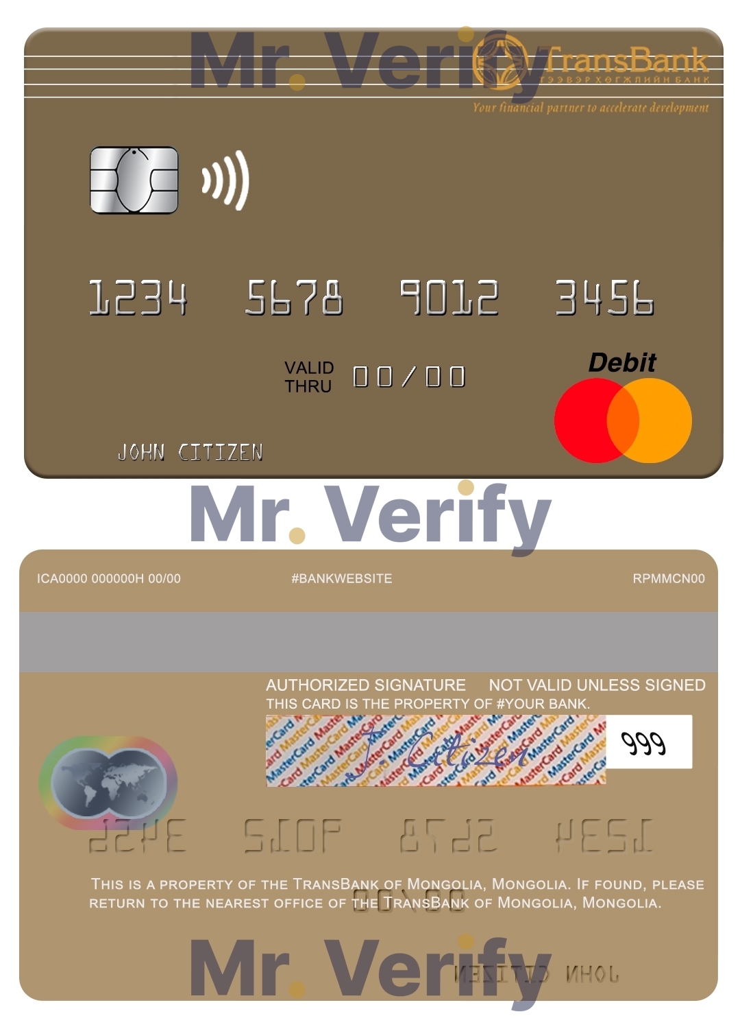 Editable Mongolia TransBank of Mongolia mastercard Templates in PSD Format