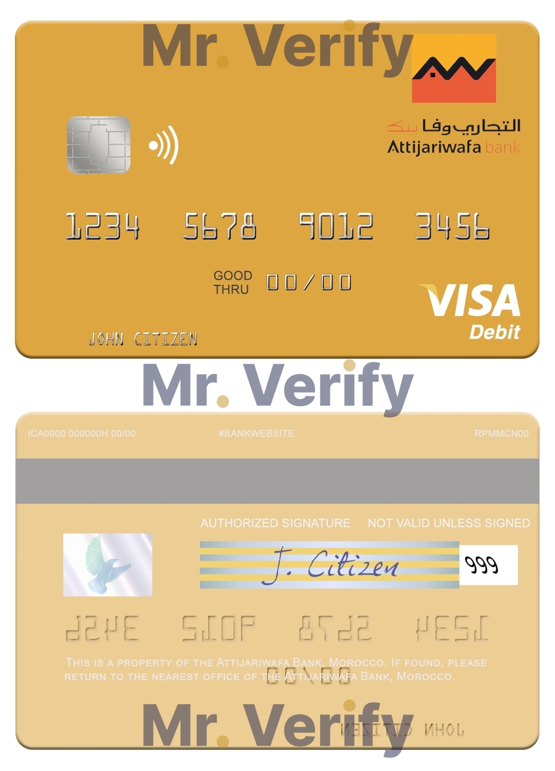 Editable Morocco Attijariwafa bank visa debit card Templates in PSD Format