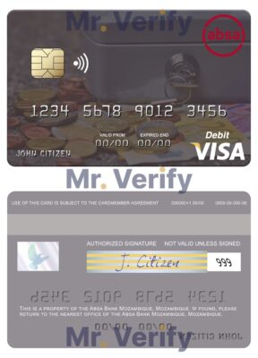 Editable Mozambique Absa Bank Mozambique visa debit card Templates in PSD Format