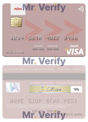 Editable Mozambique Banco Moza visa debit card Templates in PSD Format
