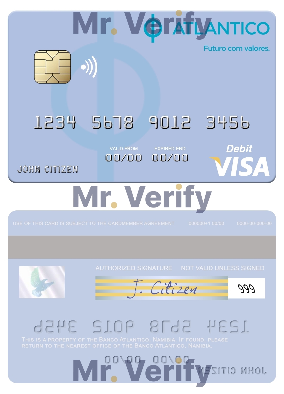 Editable Namibia Banco Atlantico visa debit card Templates in PSD Format