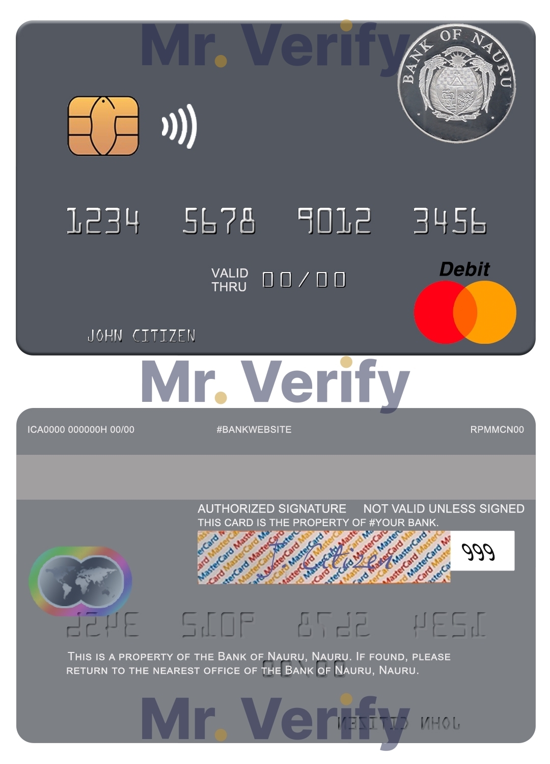 Editable Nauru Bank of Nauru mastercard Templates in PSD Format