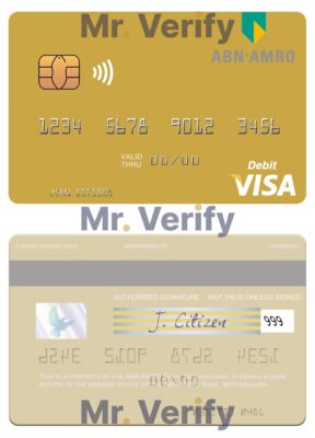 Editable Netherlands ABN AMRO Bank visa debit card Templates in PSD Format