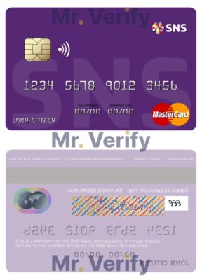 Editable Netherlands SNS Bank mastercard credit card Templates in PSD Format