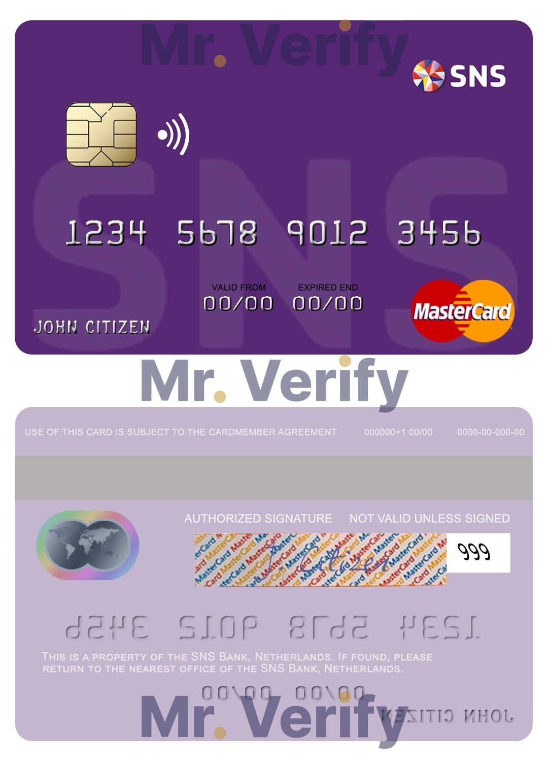 Editable Netherlands SNS Bank mastercard credit card Templates in PSD Format