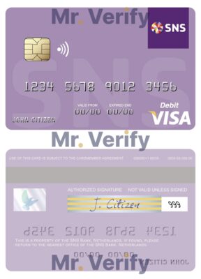 Editable Netherlands SNS Bank visa debit card Templates in PSD Format