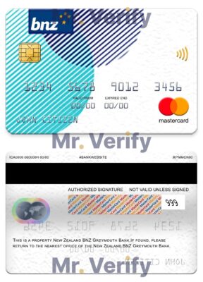 Editable New Zealand BNZ Greymouth bank mastercard Templates in PSD Format