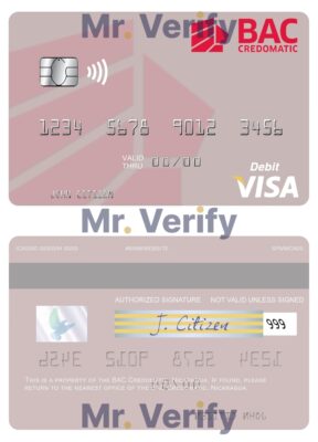 Editable Nicaragua BAC Credomatic visa debit card Templates in PSD Format