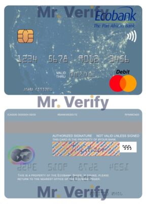Editable Niger Ecobank mastercard Templates in PSD Format