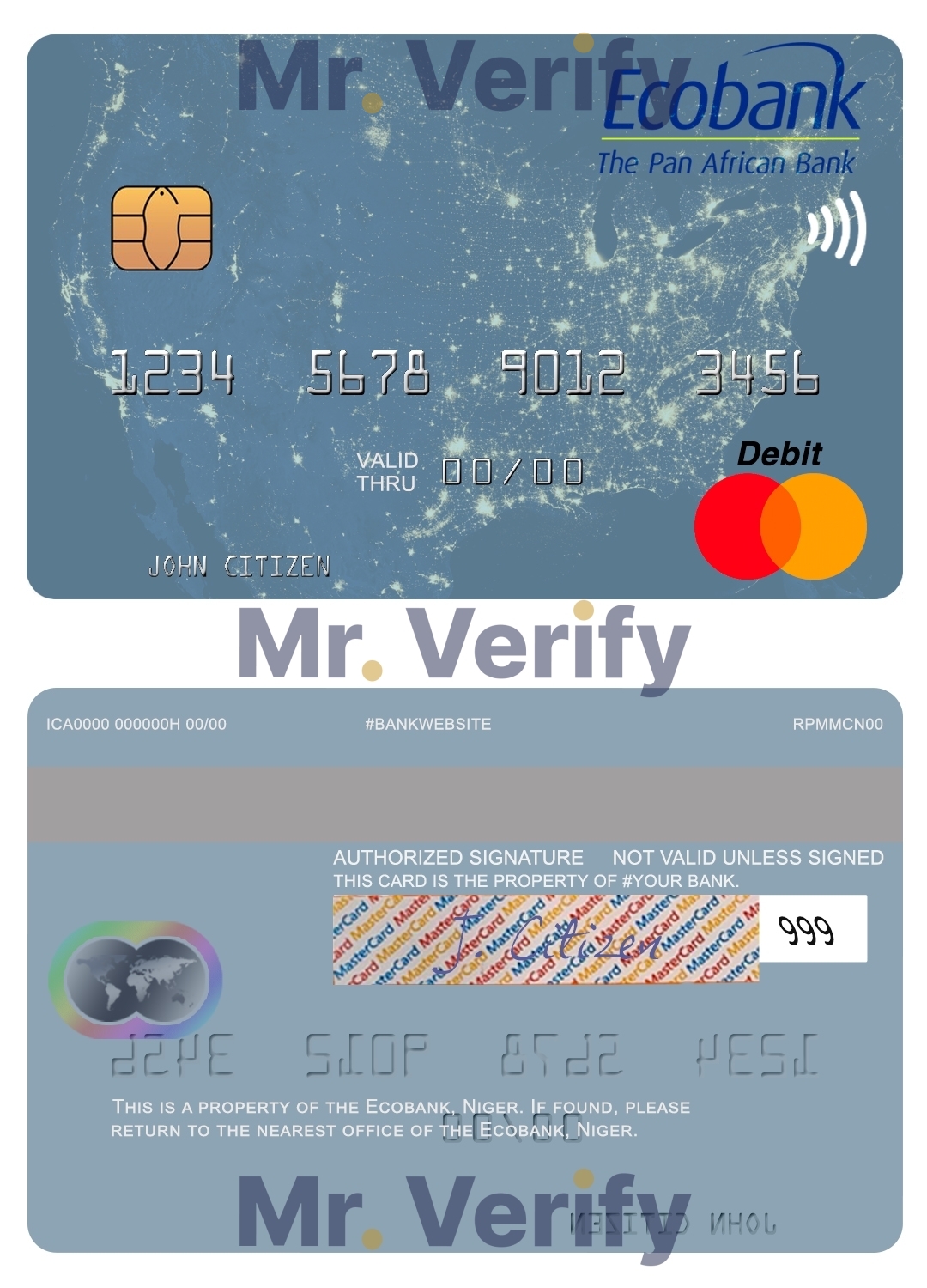Editable Niger Ecobank mastercard Templates in PSD Format