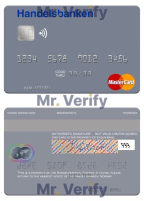 Editable Norway Handelsbanken mastercard Templates in PSD Format